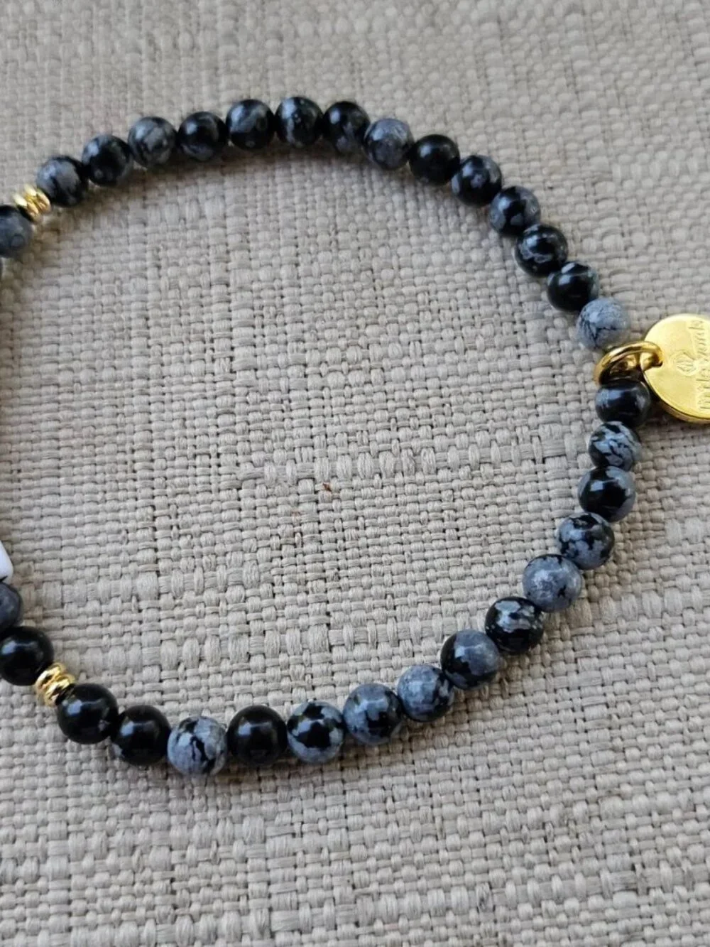 Little Words Project Bracelet Black Beands HE HIM Wrist Band Stretched Lot of 3